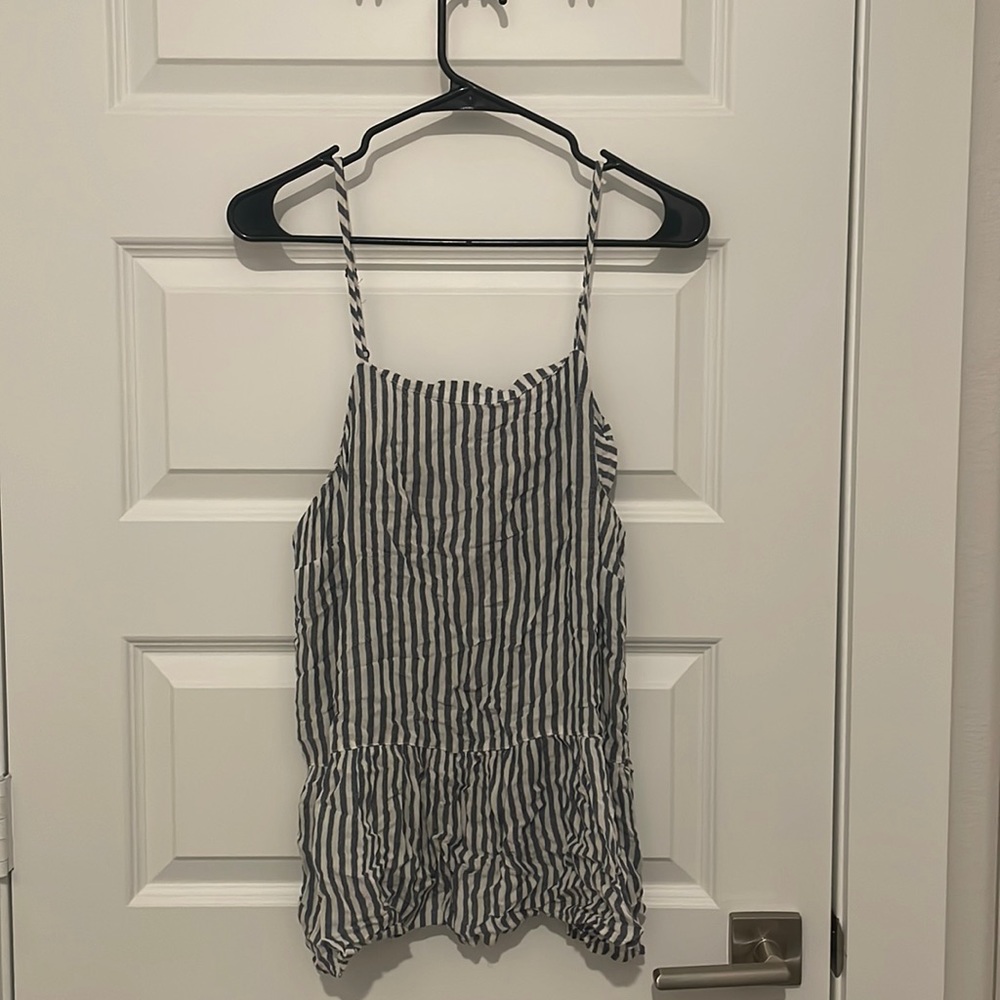 Blue and white striped tank